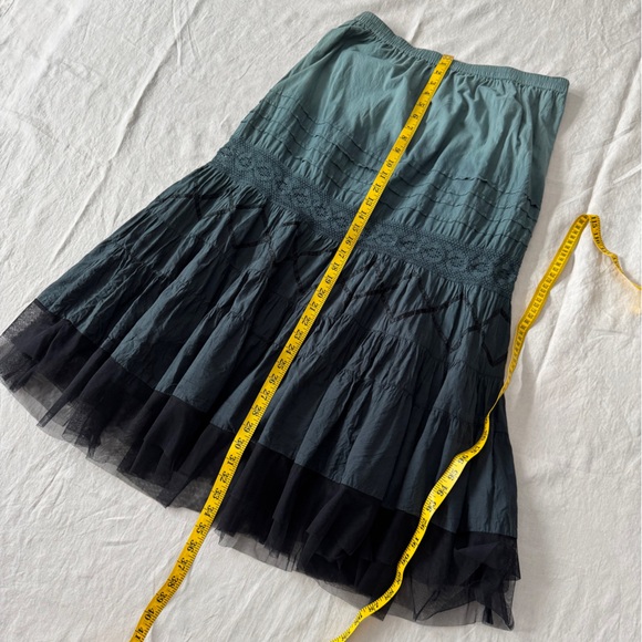 Vintage 100% cotton Ombre Dark Green Maxi Skirt L - Picture 14 of 17